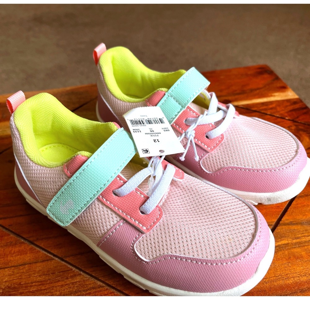 See Kai Run Basics Tenny Pink Lime Mint Kids Sneakers Size 12 NWT